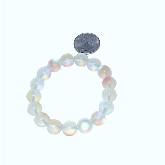 Iridescent Frosted Matte AB Glass Stretch Bracelet - Picture 5 of 8